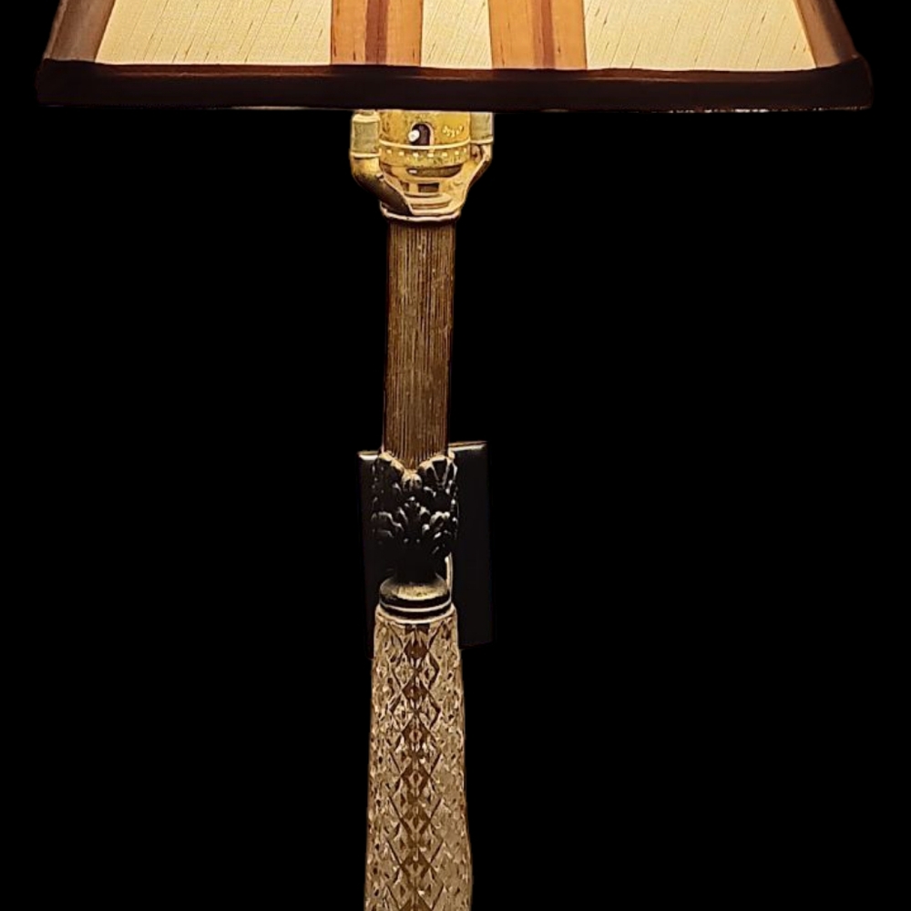 Vintage Mid-Century Cut Glass & Brass Table Lamp – Hollywood Regency Style Taper
